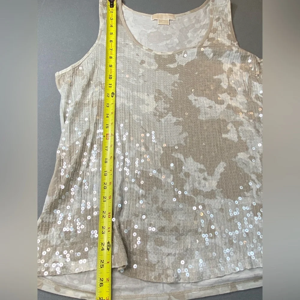 Michael Kors Taupe Sequin Camo Scoop Neck Tank Top Plus Size 1X